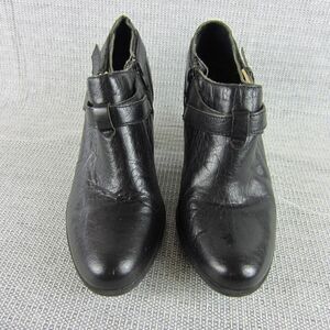 Born Boot Women Leather Ankle Heel Clog Black Western Classic Harness Buckle 8.5